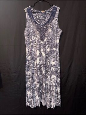 Reba Woman Navy Blue and White Maxi Dress